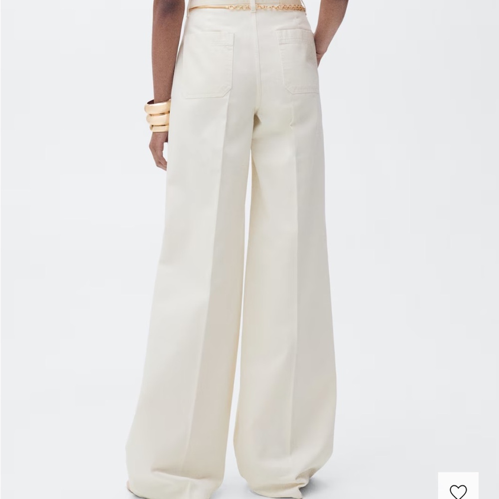 Mango Cream Wide Leg Jeans